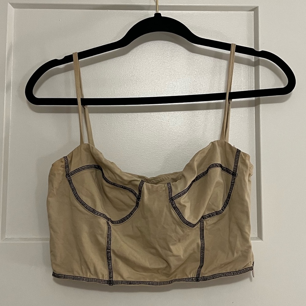 Princess Polly | Crop Corset Top Beige/Black